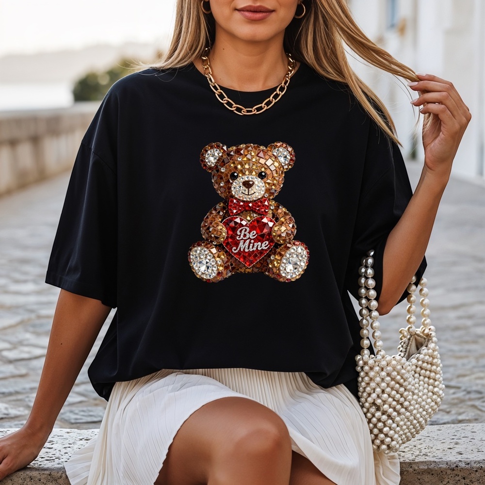 Bling Faux Rhinestone T-shirt. 3D look S M L XL Made to order New Beautiful - Picture 6 of 17
